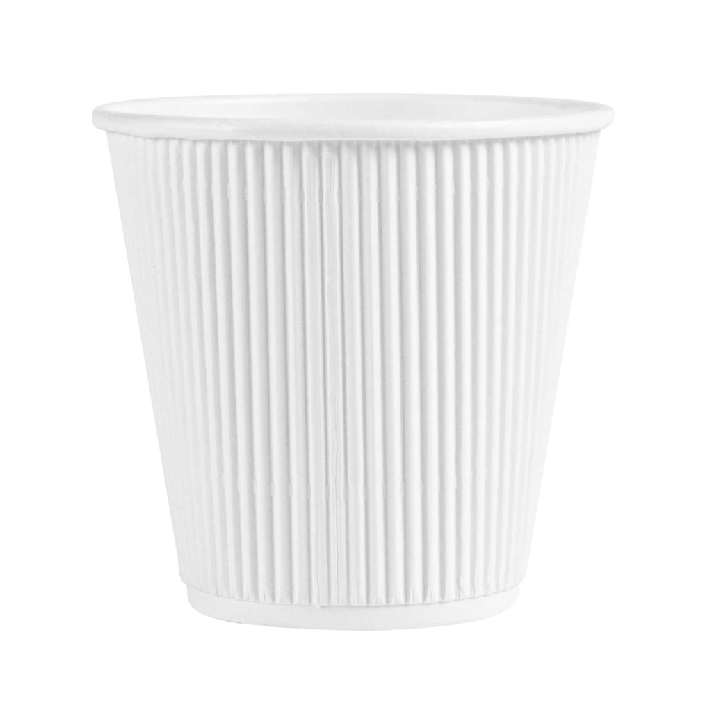 Restpresso 8 oz White Paper Hot Cup - Individually Wrapped, Ripple Wall - 25 count box