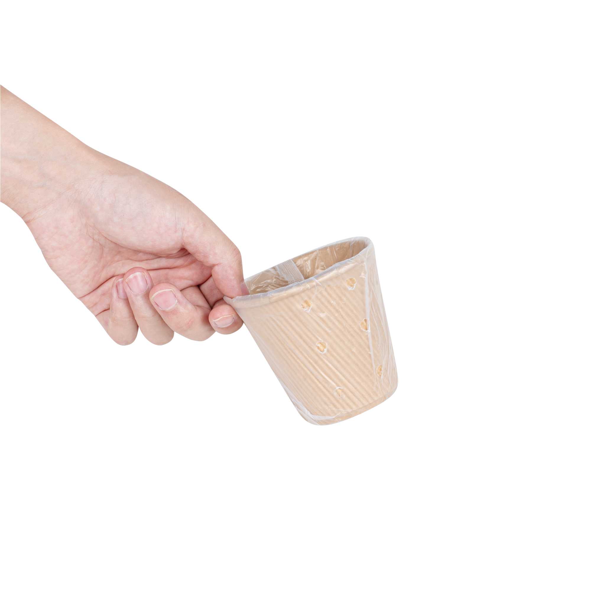 Restpresso 8 oz Kraft Paper Hot Cup - Individually Wrapped, PLA Lining, Compostable, Ripple Wall - 25 count box