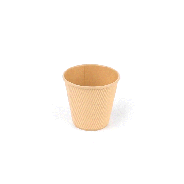 Restpresso 8 oz Kraft Paper Hot Cup - Individually Wrapped, PLA Lining, Compostable, Ripple Wall - 25 count box