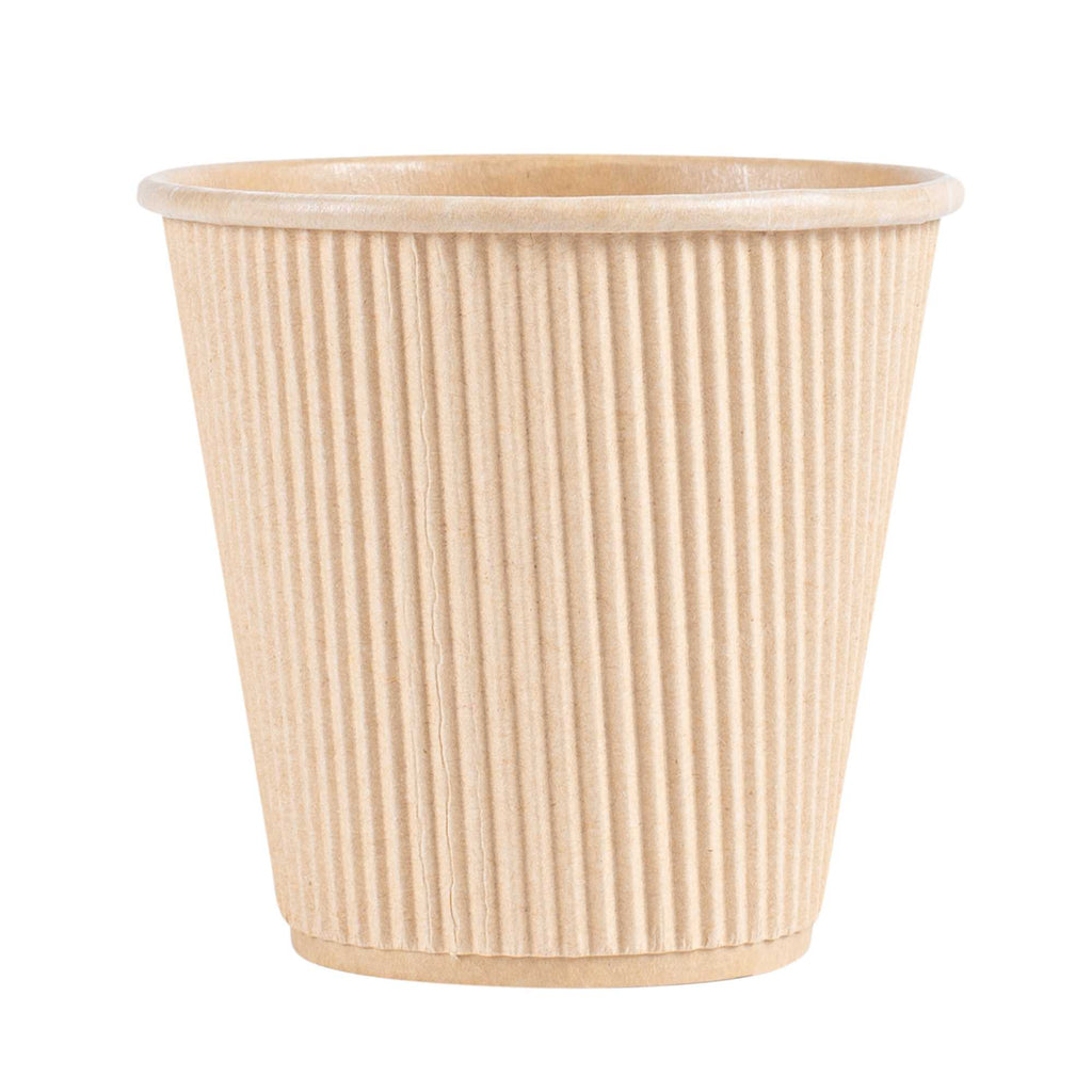 Restpresso 8 oz Kraft Paper Hot Cup - Individually Wrapped, PLA Lining, Compostable, Ripple Wall - 25 count box