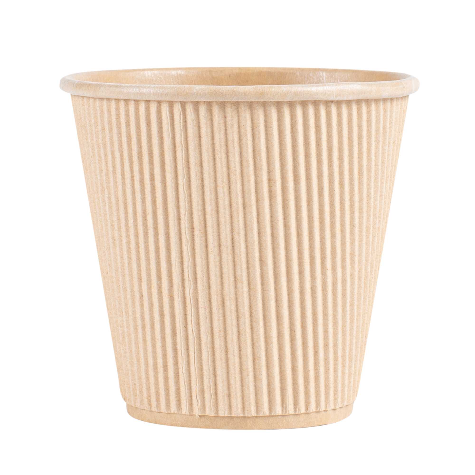 Restpresso 8 oz Kraft Paper Hot Cup - Individually Wrapped, PLA Lining, Compostable, Ripple Wall - 25 count box
