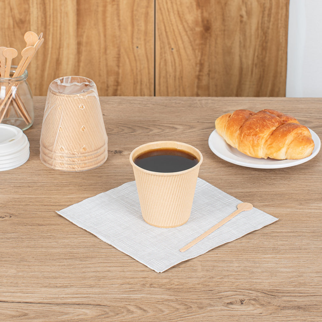Restpresso 8 oz Kraft Paper Hot Cup - Individually Wrapped, PLA Lining, Compostable, Ripple Wall - 500 count box