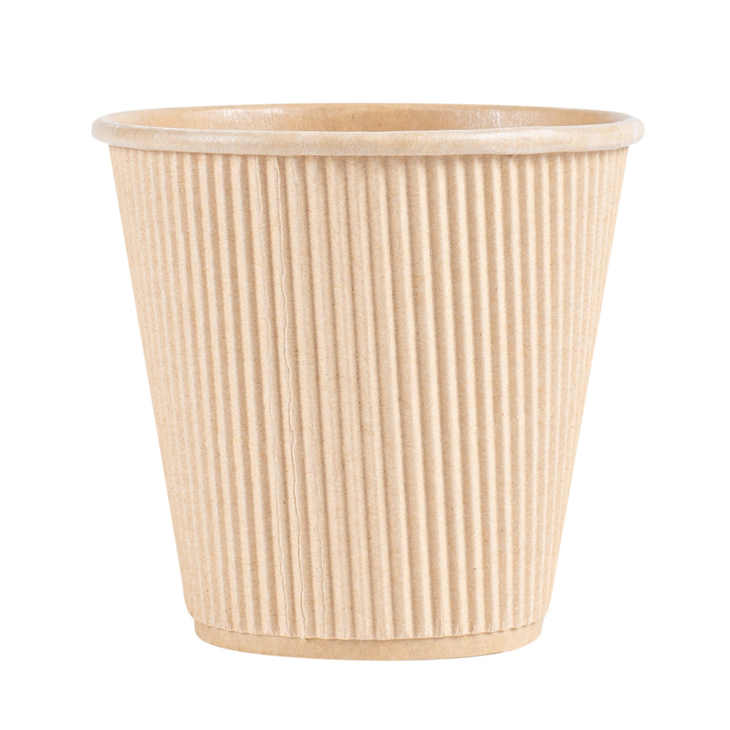 Restpresso 8 oz Kraft Paper Hot Cup - Individually Wrapped, PLA Lining, Compostable, Ripple Wall - 500 count box