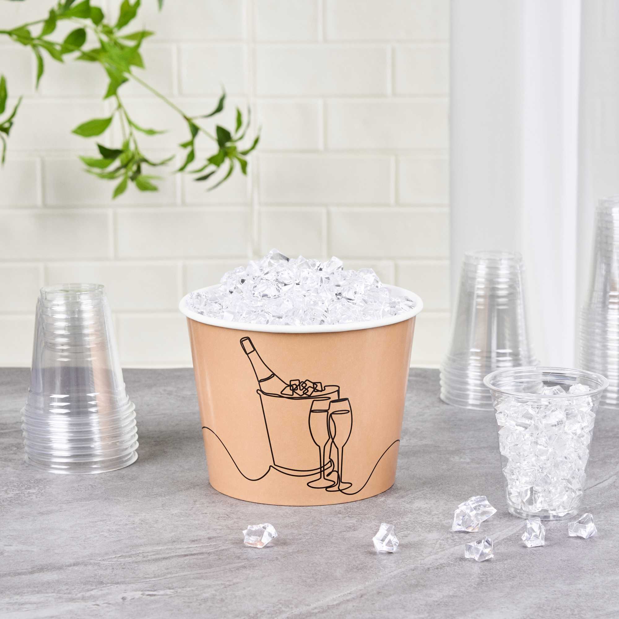 Cater Tek 5 lb Kraft Disposable Paper Ice Bucket - 7 1/2" x 7 1/2" x 5 3/4" - 10 Count Box