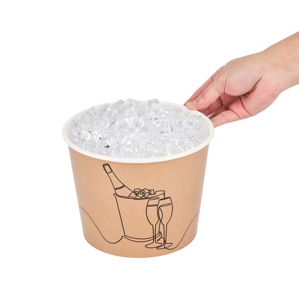 Cater Tek 5 lb Kraft Disposable Paper Ice Bucket - 7 1/2" x 7 1/2" x 5 3/4" - 10 Count Box
