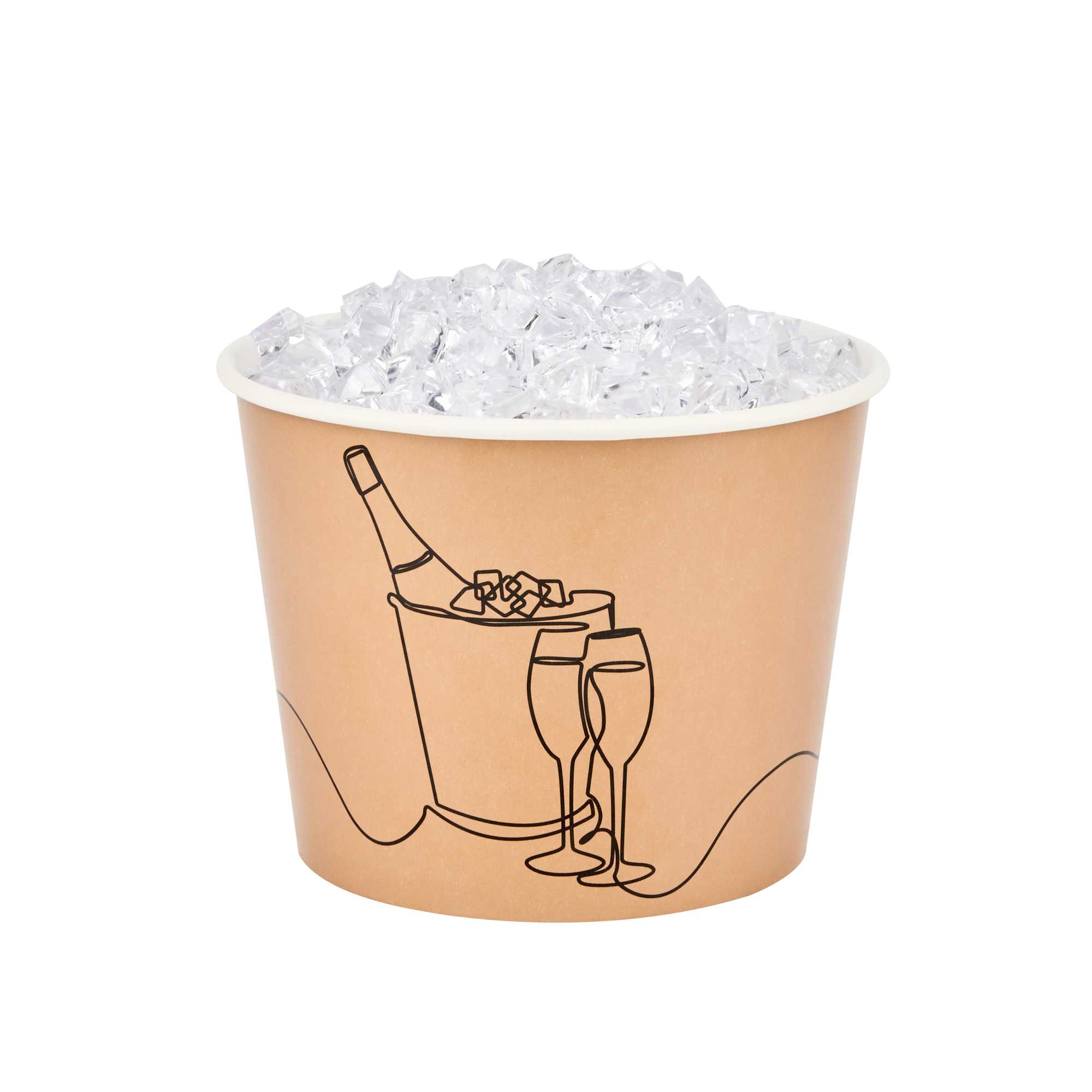 Cater Tek 5 lb Kraft Disposable Paper Ice Bucket - 7 1/2" x 7 1/2" x 5 3/4" - 10 Count Box