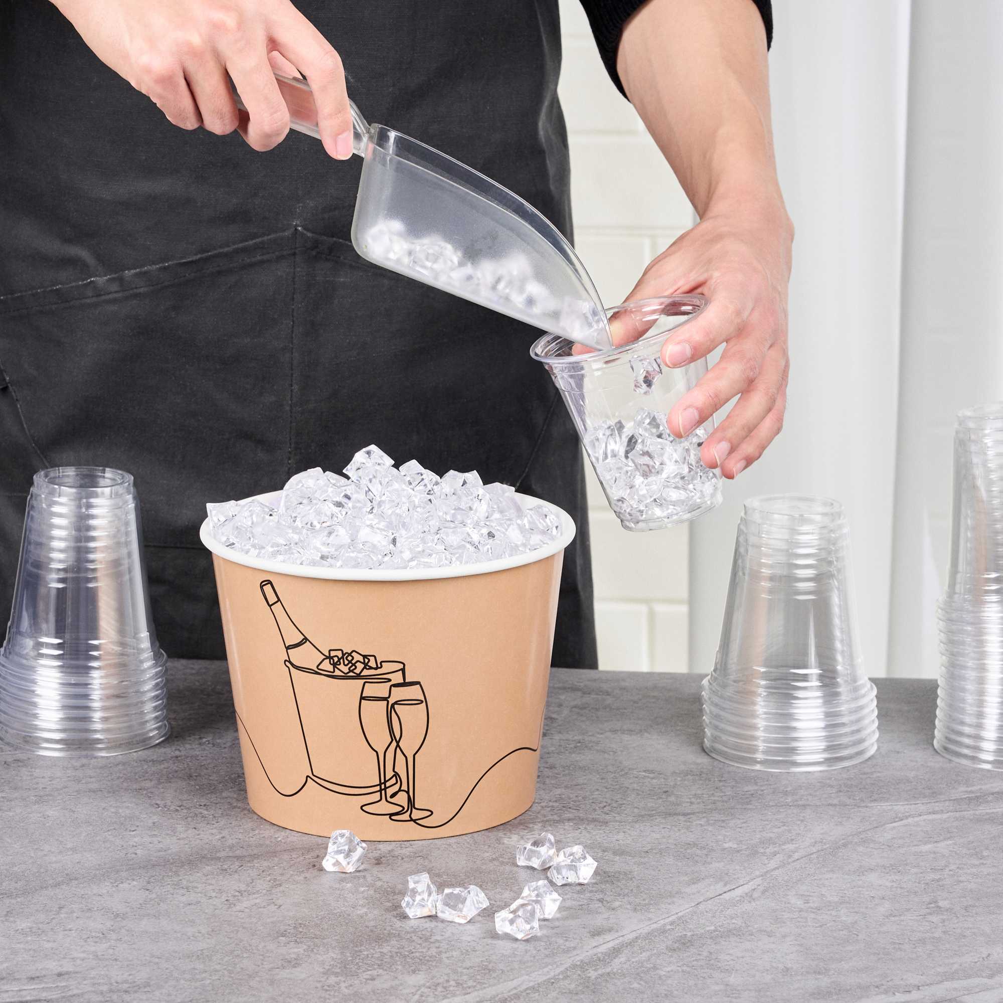 Cater Tek 5 lb Kraft Disposable Paper Ice Bucket - 7 1/2" x 7 1/2" x 5 3/4" - 10 Count Box