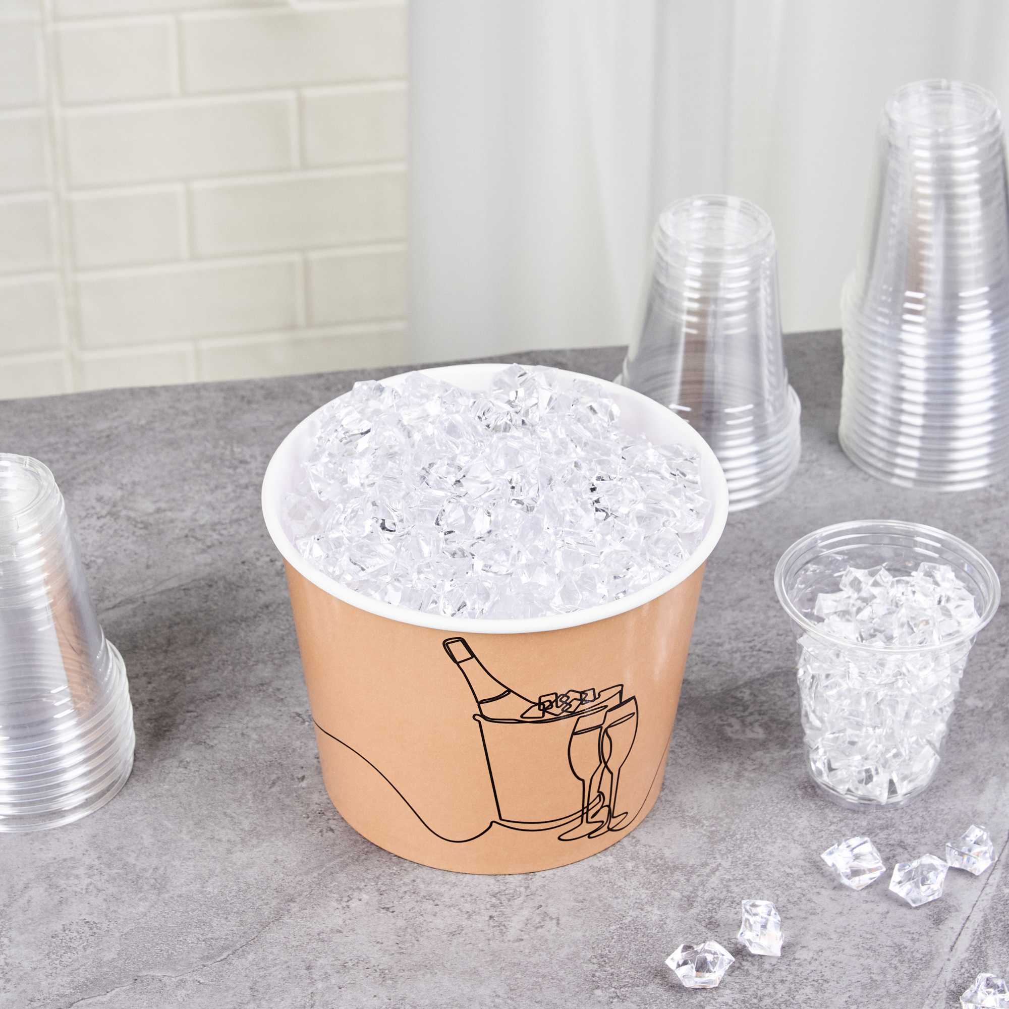 Cater Tek 5 lb Kraft Disposable Paper Ice Bucket - 7 1/2" x 7 1/2" x 5 3/4" - 10 Count Box