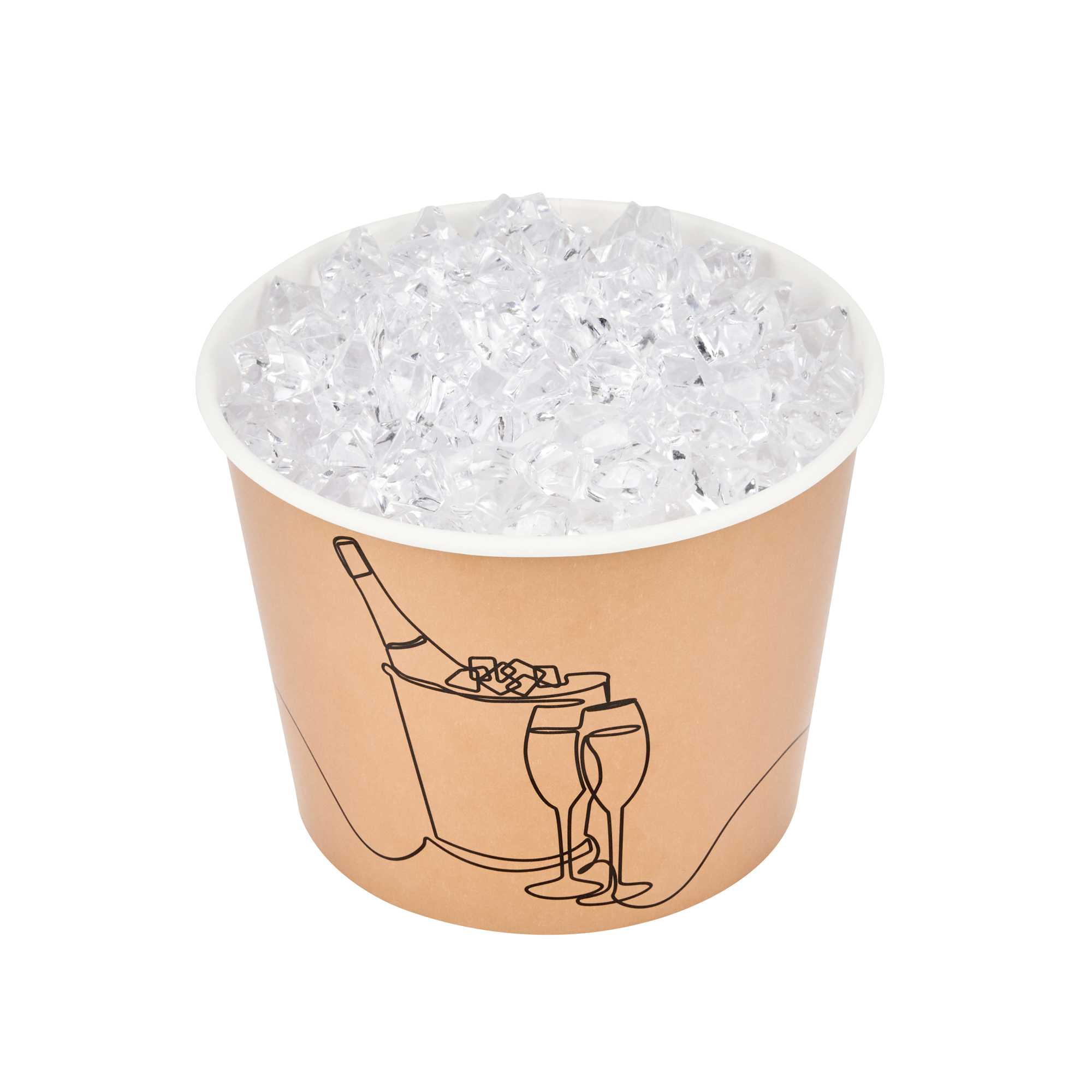 Cater Tek 5 lb Kraft Disposable Paper Ice Bucket - 7 1/2" x 7 1/2" x 5 3/4" - 100 Count Box