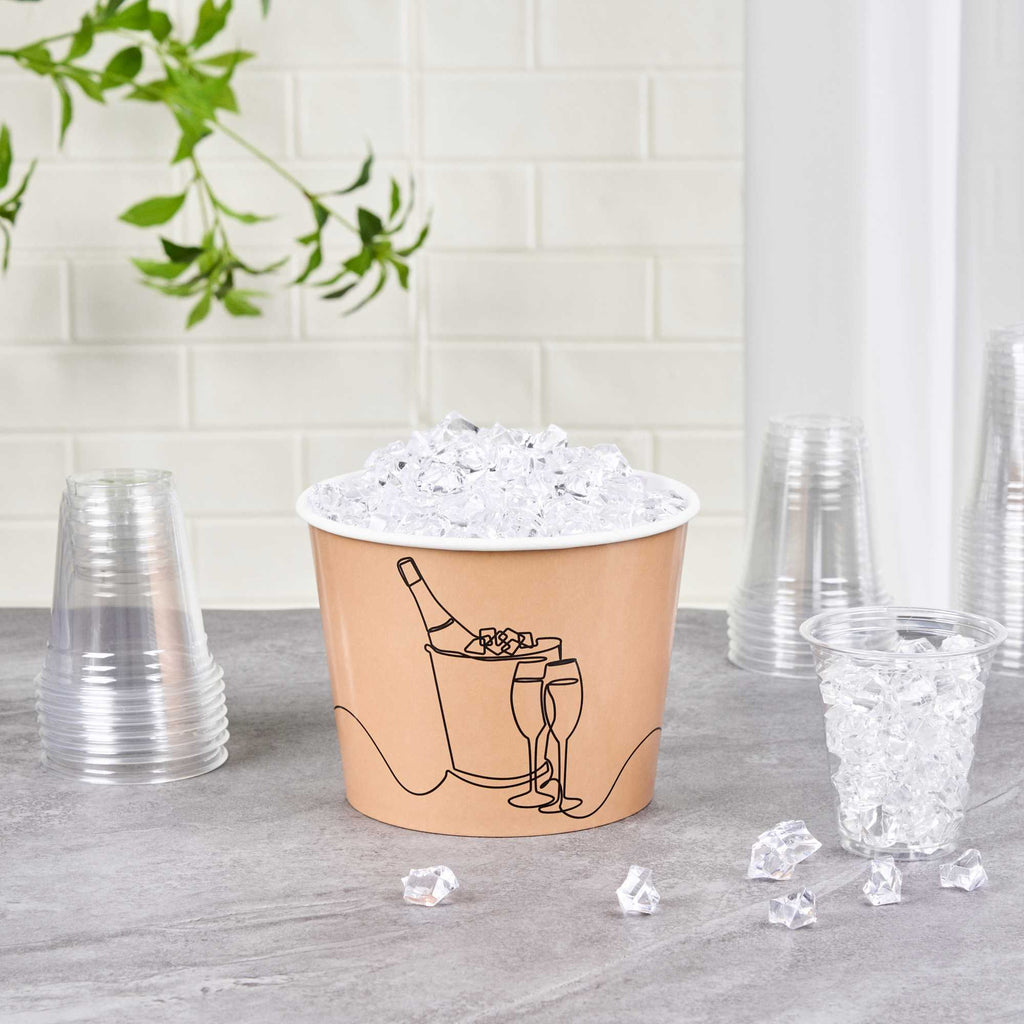 Cater Tek 5 lb Kraft Disposable Paper Ice Bucket - 7 1/2" x 7 1/2" x 5 3/4" - 100 Count Box