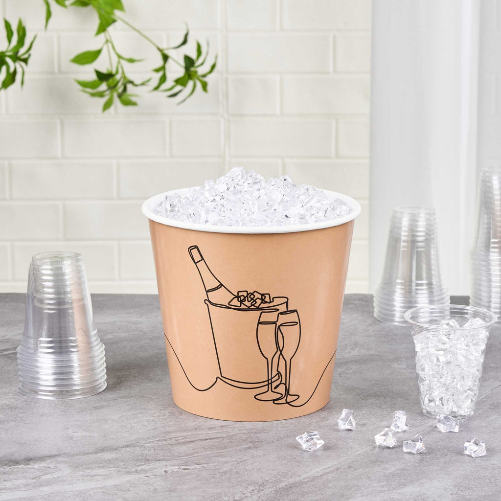 Cater Tek 10 lb Kraft Disposable Paper Ice Bucket - 8 3/4" x 8 3/4" x 8 1/4" - 10 Count Box