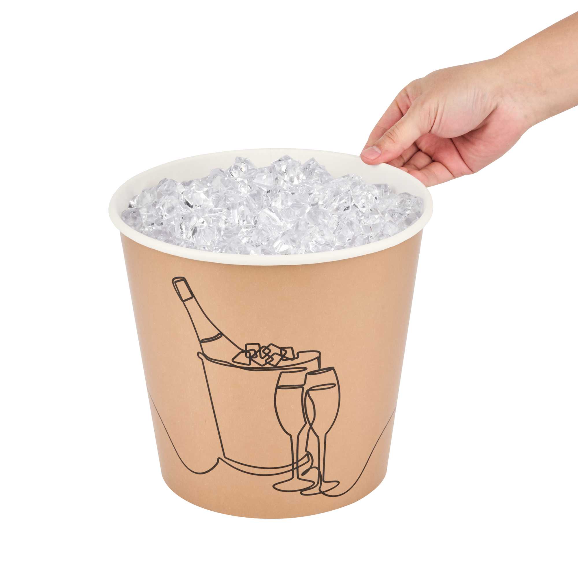 Cater Tek 10 lb Kraft Disposable Paper Ice Bucket - 8 3/4" x 8 3/4" x 8 1/4" - 10 Count Box