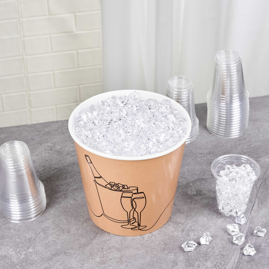 Cater Tek 10 lb Kraft Disposable Paper Ice Bucket - 8 3/4" x 8 3/4" x 8 1/4" - 100 Count Box