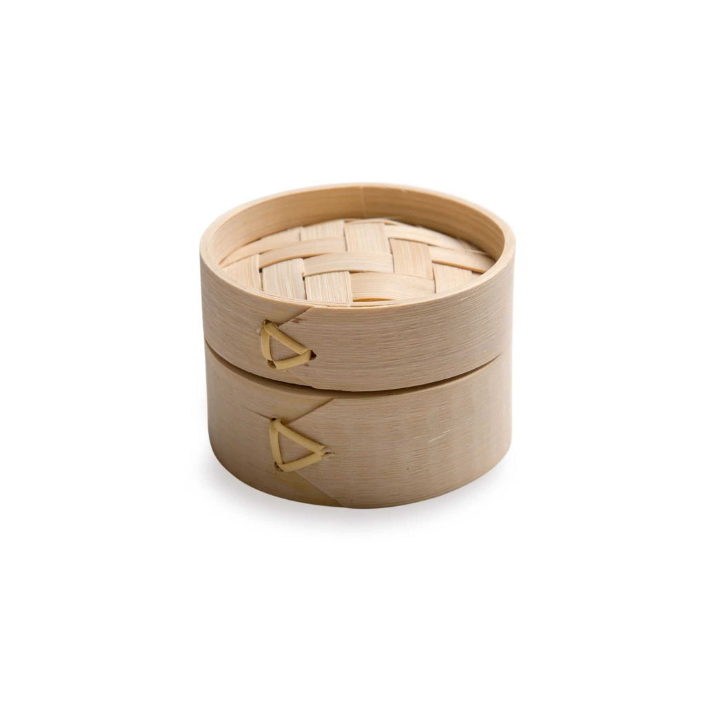 Bambuddha 2 oz Round Natural Bamboo Mini Steamer - 3 1/4" x 3 1/4" x 2" - 100 count box