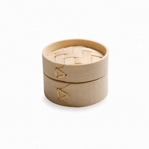 Bambuddha 2 oz Round Natural Bamboo Mini Steamer - 3 1/4" x 3 1/4" x 2" - 100 count box