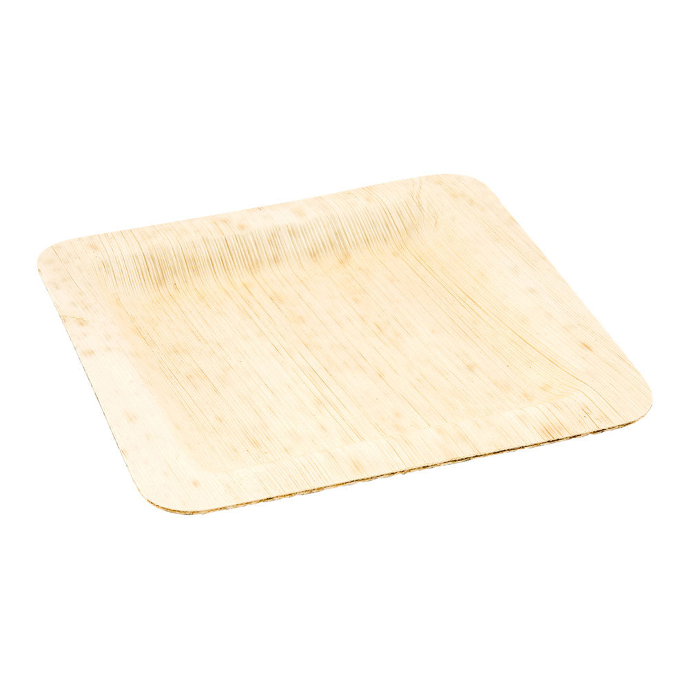 Bambuddha Square Natural Bamboo Medium Plate - 6" x 6" x 1/2" - 100 count box