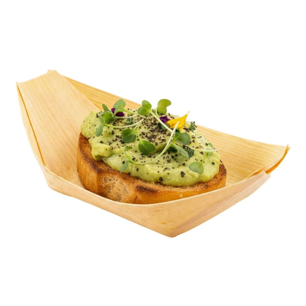 Taipei Natural Pinewood Mini Food Tray / Boat - 3 1/2" x 2 1/4" x 3/4" - 200 count box