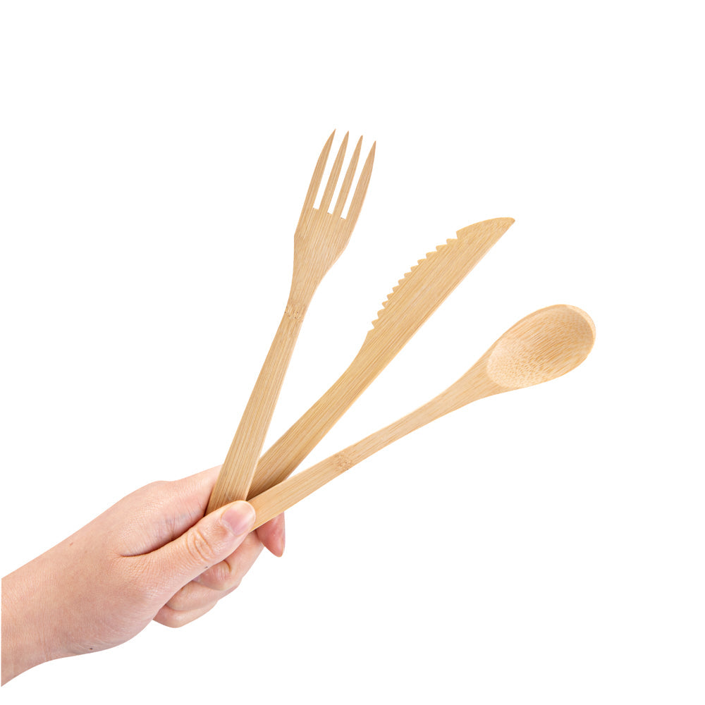 Bambuddha Natural Bamboo Cutlery Set - 8" x 1 1/2" x 1 1/4" - 100 count box