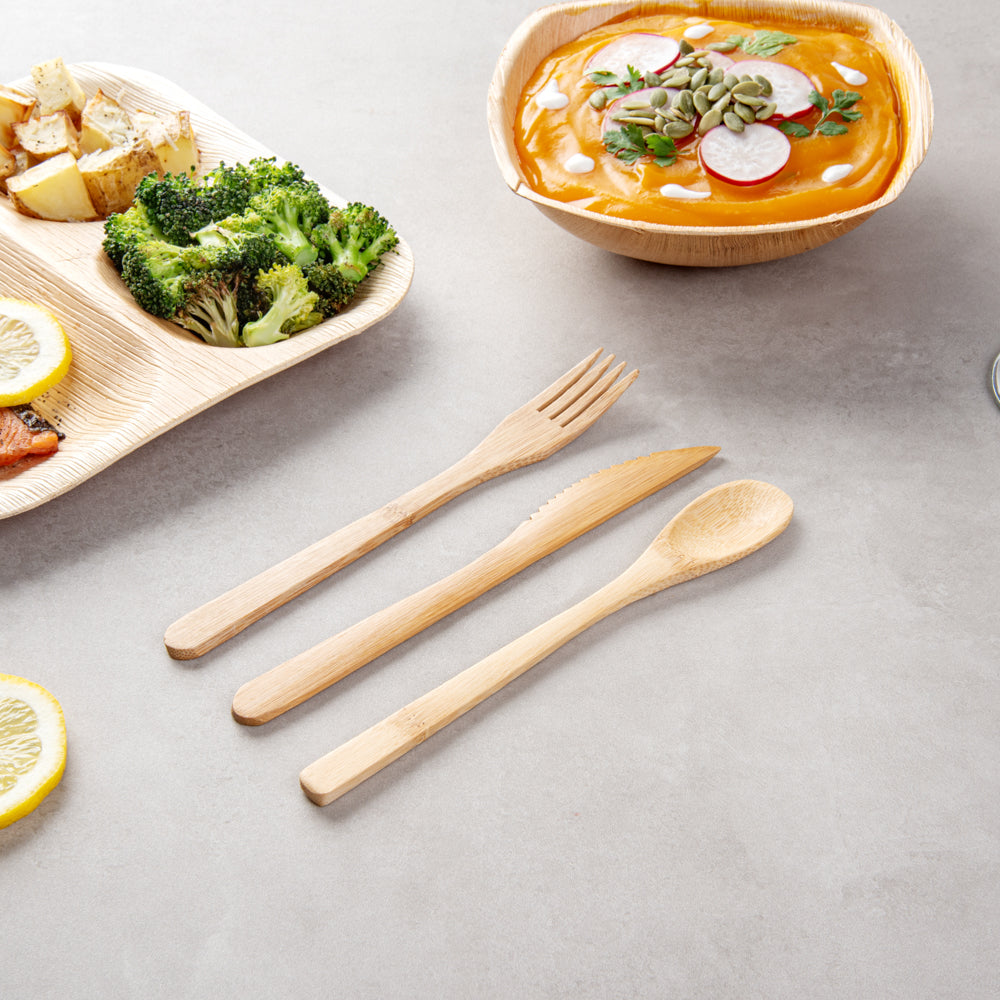 Bambuddha Natural Bamboo Cutlery Set - 8" x 1 1/2" x 1 1/4" - 100 count box