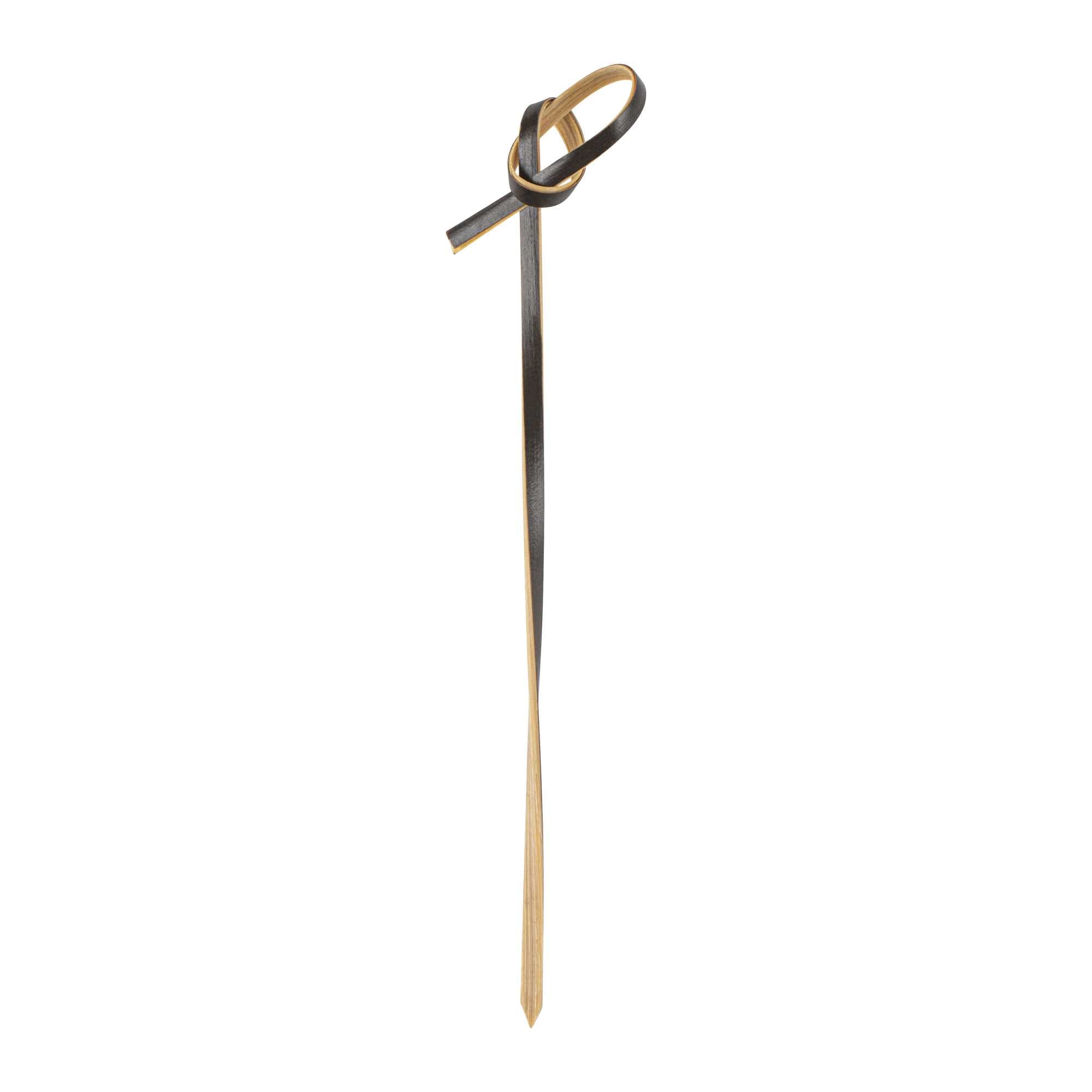 Pixy Black Bamboo Twisted Knot Pick - 4" x 1/2" - 1000 count box