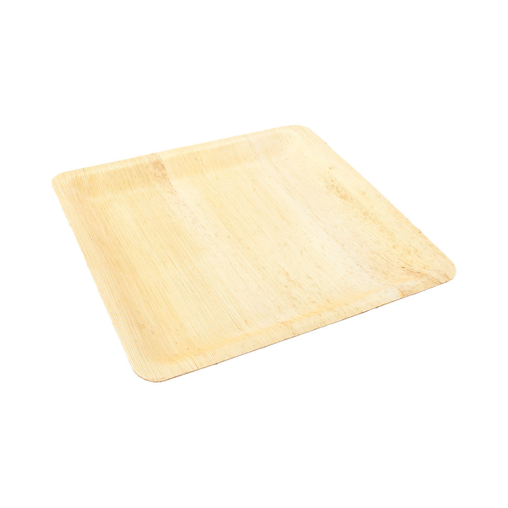 Bambuddha Square Natural Bamboo Leaf Dinner Plate - 9 3/4" x 1/2" x 9 3/4" - 50 count box