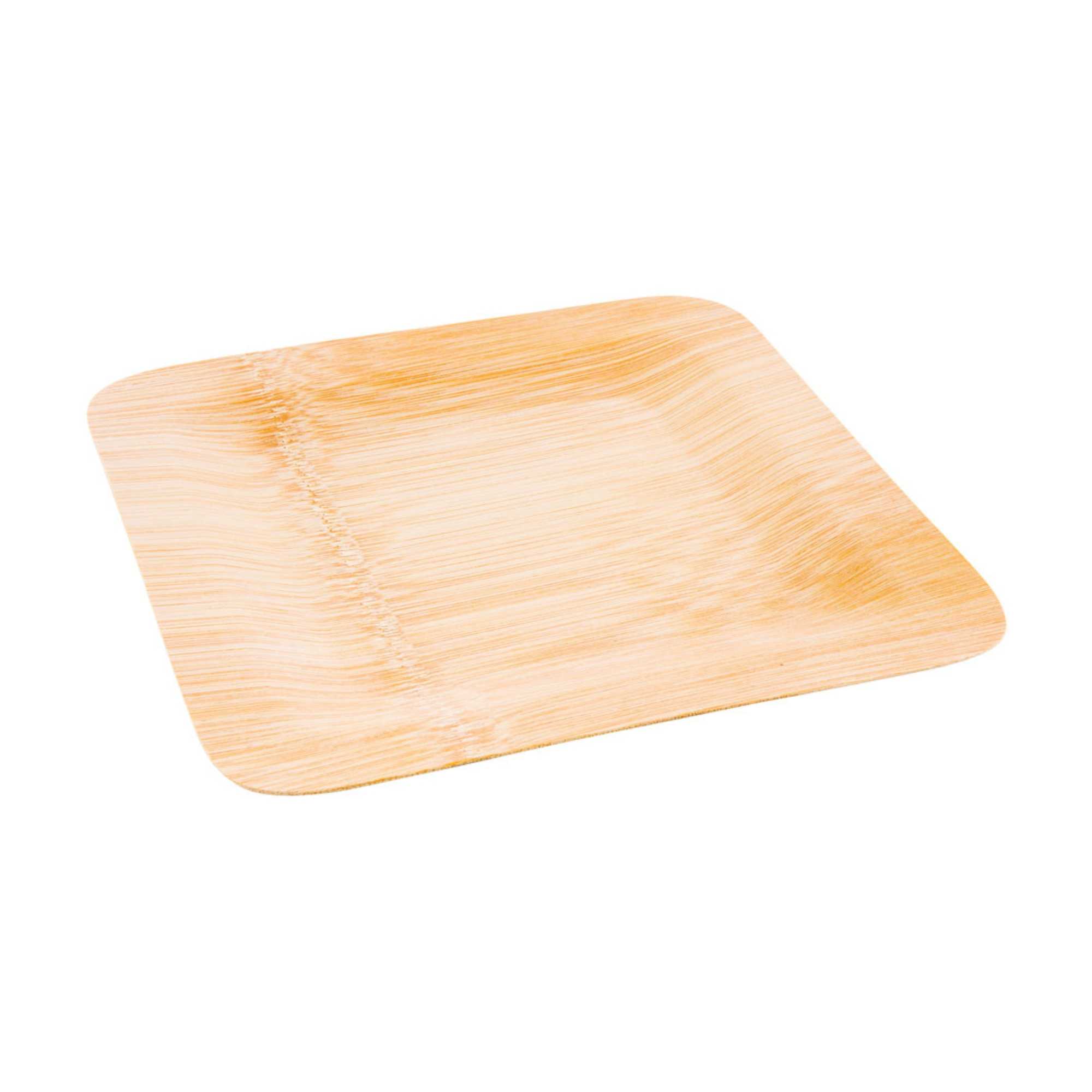 Bambuddha Square Natural Bamboo Large Veneer Plate - 9" x 9" x 1/2" - 100 count box