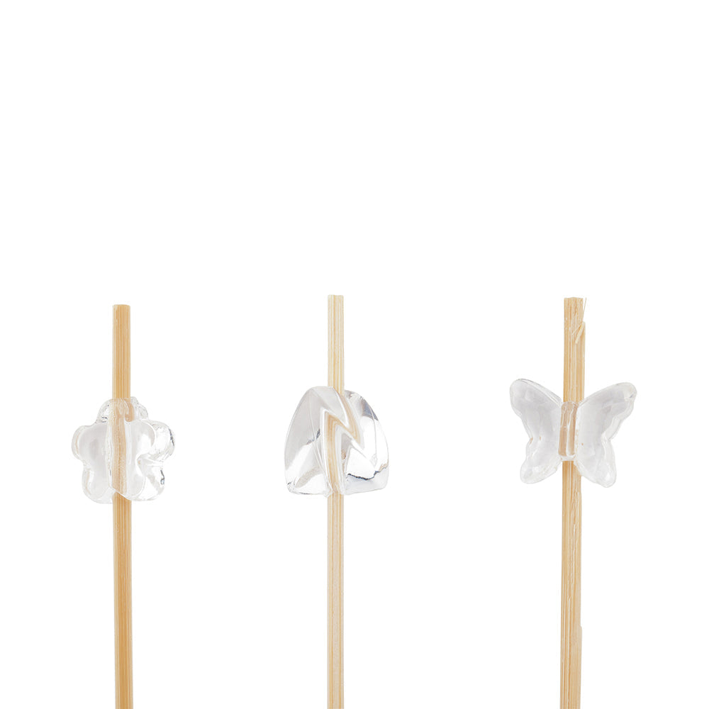 Pixy Clear Acrylic Bead Bamboo Pick - Assorted Styles - 3 1/2" x 1/2" x 1/2" - 1000 count box