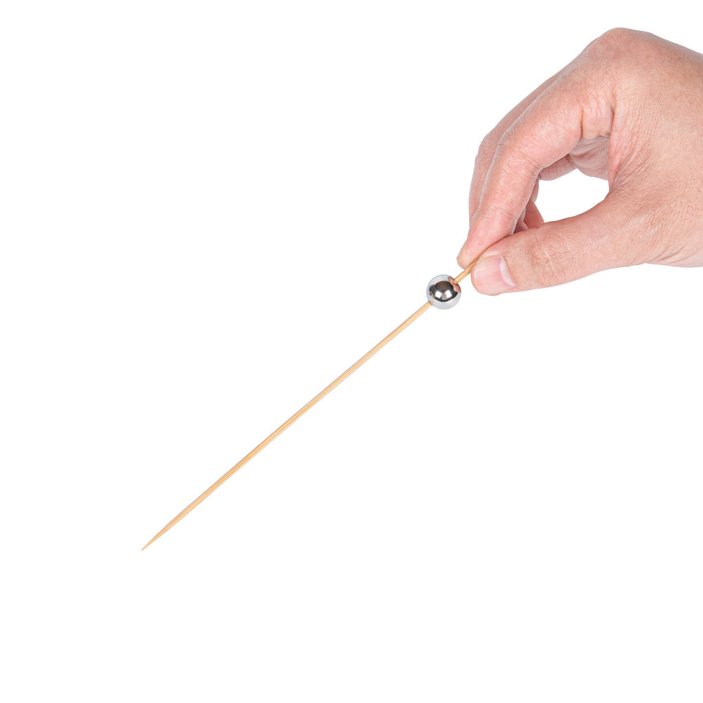 Pixy Silver Bamboo Sphere Skewer - 6" - 1000 count box