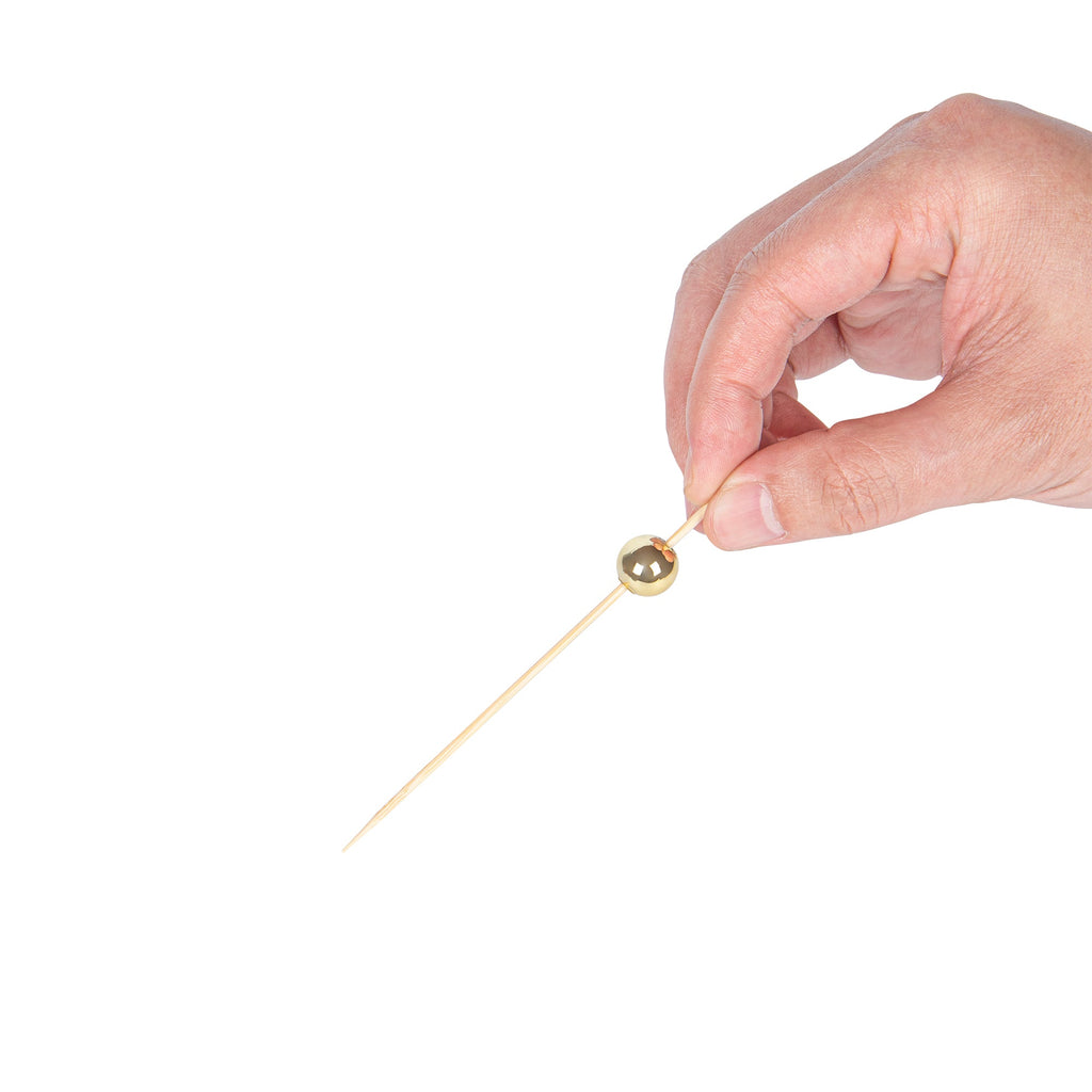 Pixy Gold Bamboo Sphere Pick - 4" - 1000 count box