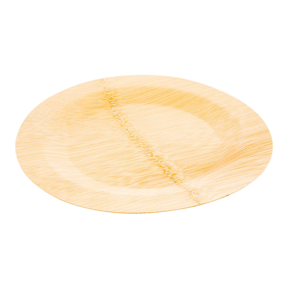 Bambuddha Round Natural Bamboo Veneer Dinner Plate - 11" x 11" x 1/2" - 100 count box