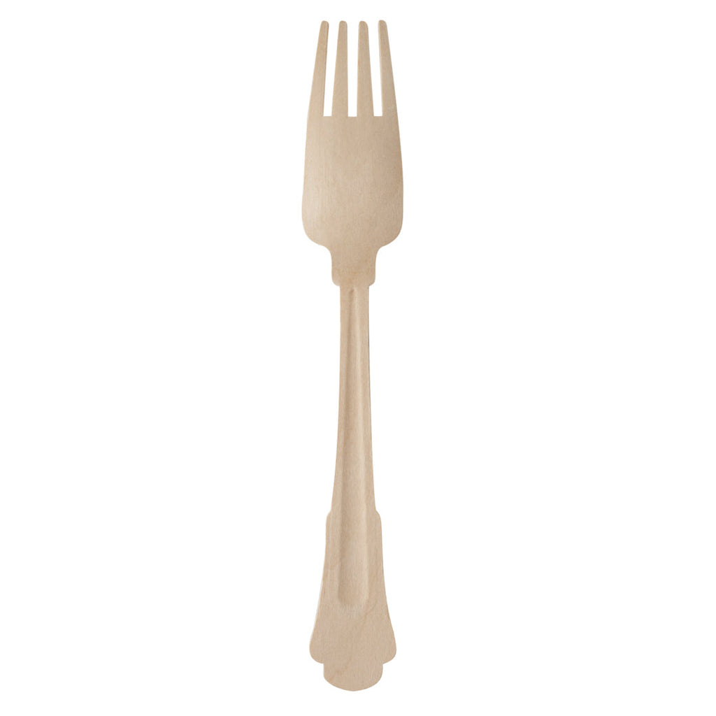 Taipei Natural Wood Baroque Fork - 7 3/4" x 1 1/4" x 1/2" - 500 count box