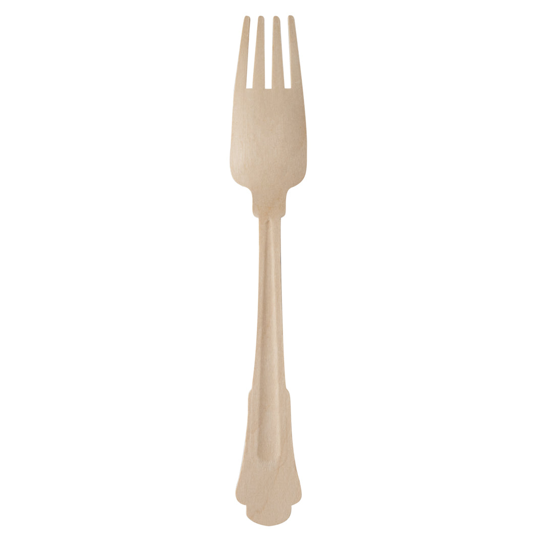 Taipei Natural Wood Baroque Fork - 7 3/4" x 1 1/4" x 1/2" - 500 count box