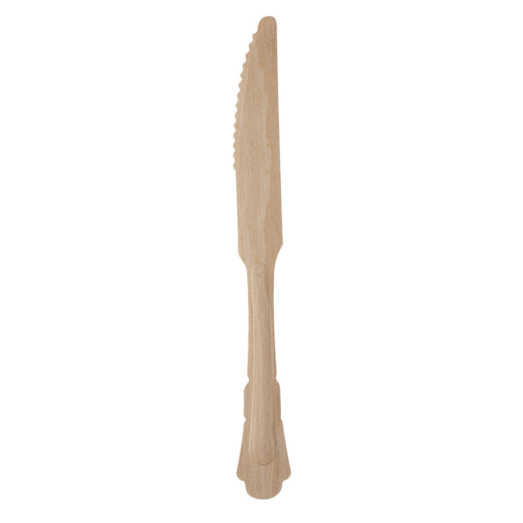 Taipei Natural Wood Baroque Knife - 7 3/4" x 1" - 500 count box