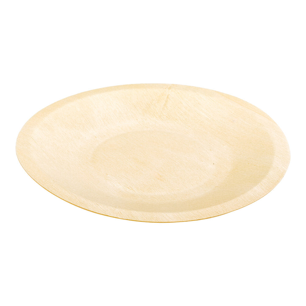 Taipei Round Natural Wood Plate - 5 1/2" x 5 1/2" x 1/2" - 200 count box