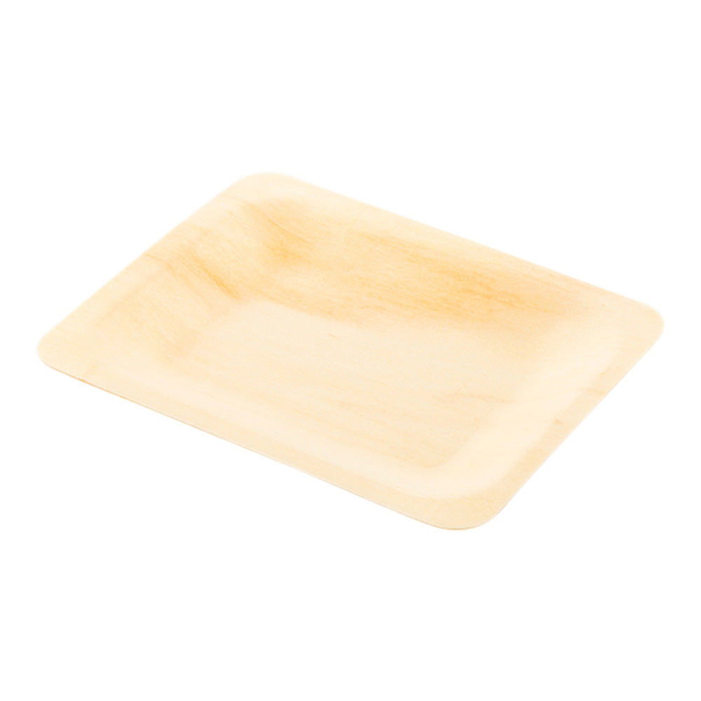 Taipei Rectangle Natural Wood Plate - 4 3/4" x 3 1/2" x 1/2" - 200 count box