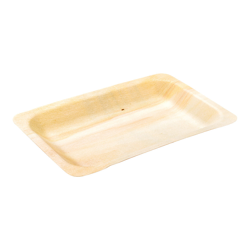 Taipei Rectangle Natural Wood Plate - 7 3/4" x 5" x 1/2" - 200 count box