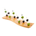 Pixy Curved Natural Bamboo Pick Stand / Skewer Holder - 20 holes - 12 1/2" x 4" x 1" - 1 count box