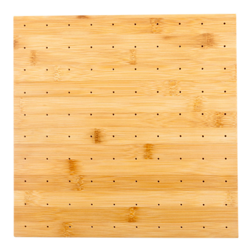 Pixy Square Natural Bamboo Pick Stand / Skewer Holder - 100 holes - 12" x 12" x 1" - 1 count box