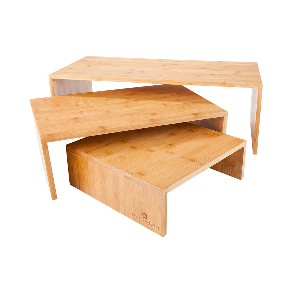 Eco Display Rectangle Natural Bamboo Display Stand - 3 Sizes - 12" x 24" x 8" - 1 count box