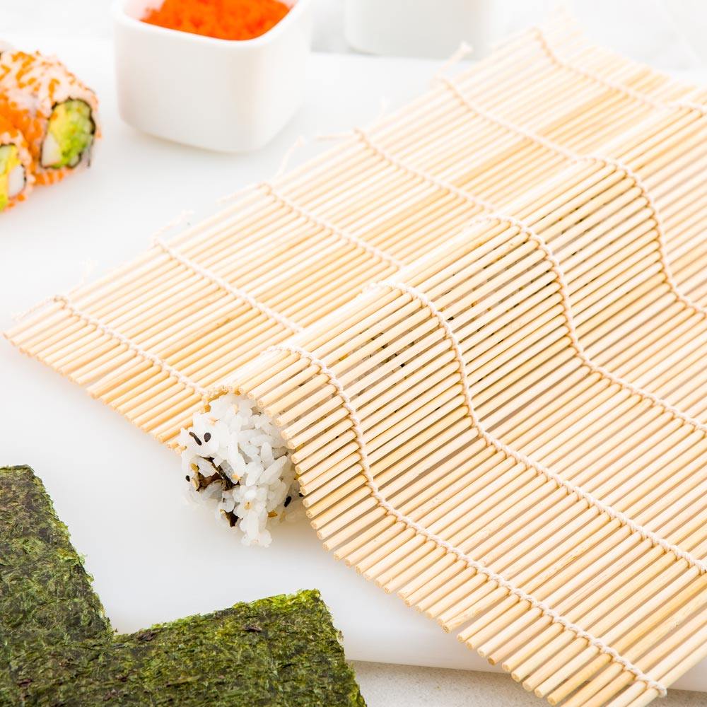 Bento Tek Square Natural Bamboo Sushi Mat - 10 1/2" x 10 1/2" - 1 count box