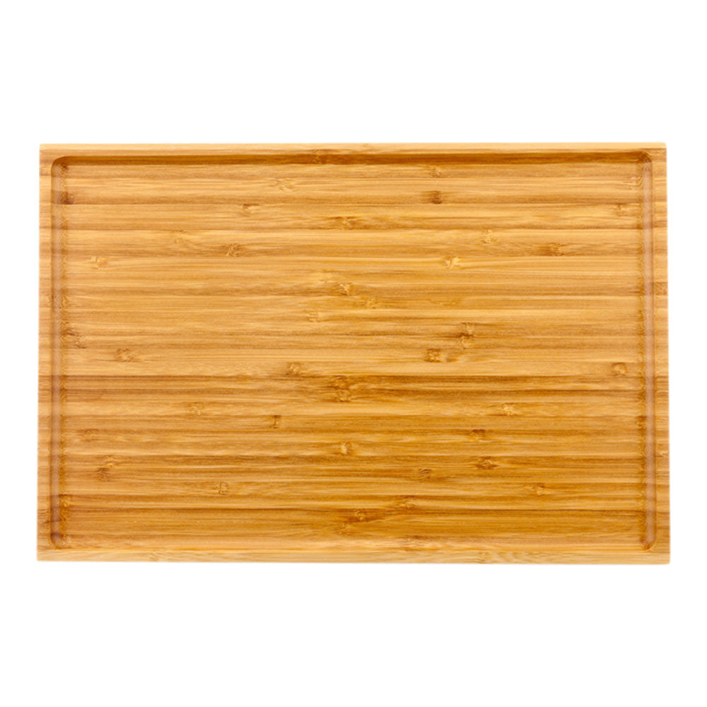 Bambuddha Rectangle Natural Bamboo Tray - Solid - 14" x 9 1/2" x 1/2" - 1 count box