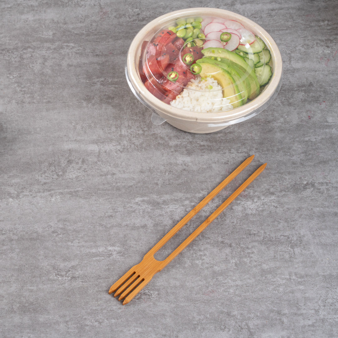 Bambuddha Natural Bamboo Chop Fork Duo Utensil - 10" x 1 1/2" x 1/2" - 100 count box