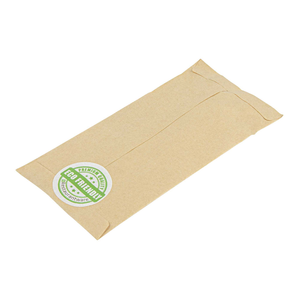 Eco Luxe Natural Wood Cutlery Set - with Napkin and Paper Pouch - 7" x 3 1/2" - 100 count box