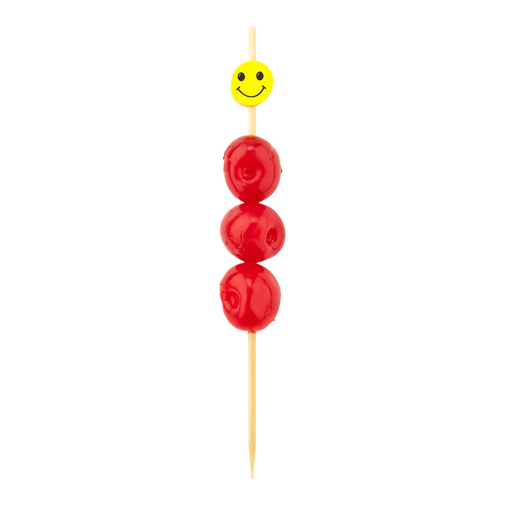 Pixy Yellow and Black Bamboo Smiley Face Skewer - 6" x 1/2" - 1000 count box