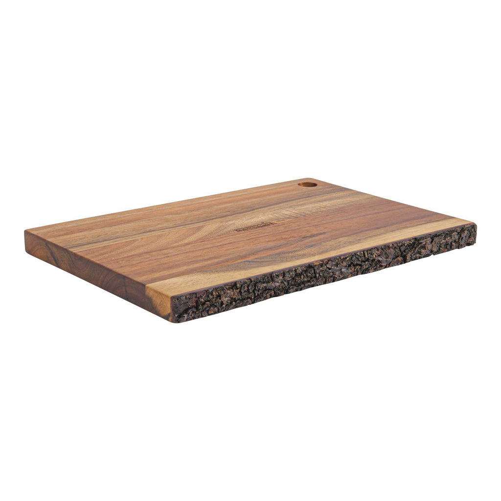 Eco Display Rectangle Natural Acacia Serving Board - Varnished, Bark Edges - 12" x 8" x 3/4" - 1 count box