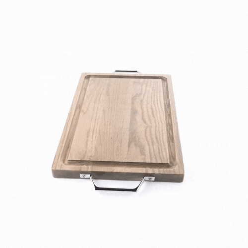Eco Display Campagna Rectangle Natural Wood Small Serving and Cutting Board - Chrome Hardware - 21 1/2" x 12" x 1" - 1 count box
