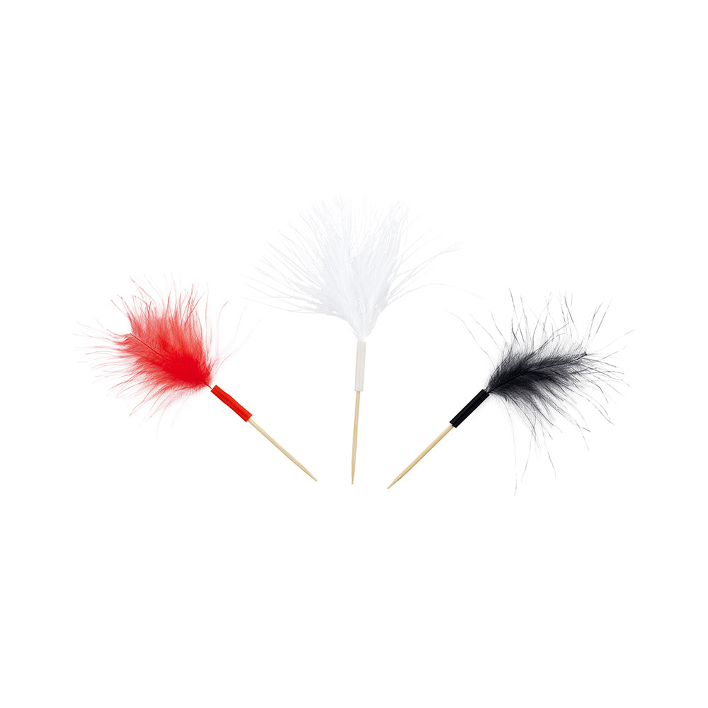 Pixy Assorted Bamboo Fuzzy Wuzzy Feather Pick - 4" - 500 count box