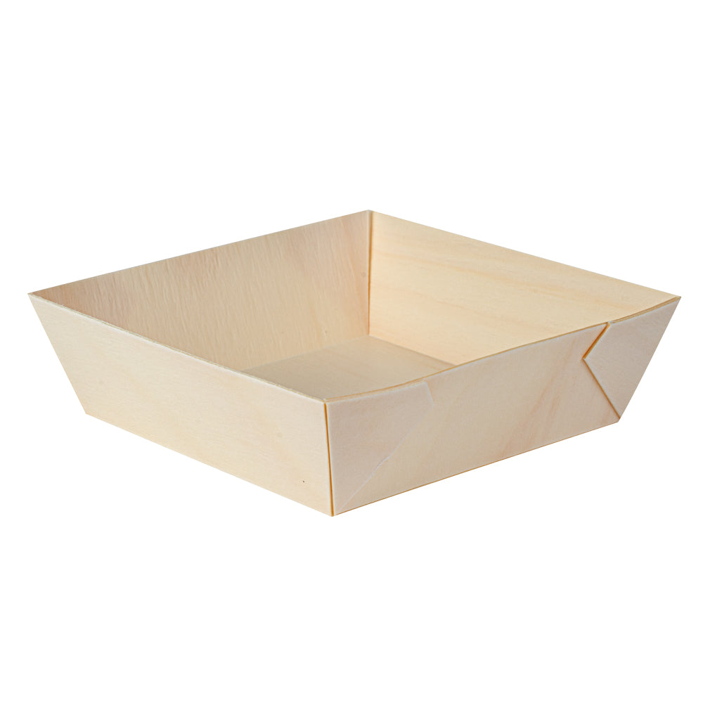 Taipei 14 oz Square Poplar Flare Container - 4 3/4" x 4 3/4" x 1 1/2" - 100 count box