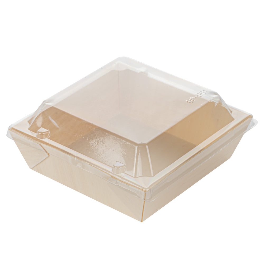 Taipei Clear Plastic Lid - Fits Square Poplar Flare Container - 100 count box
