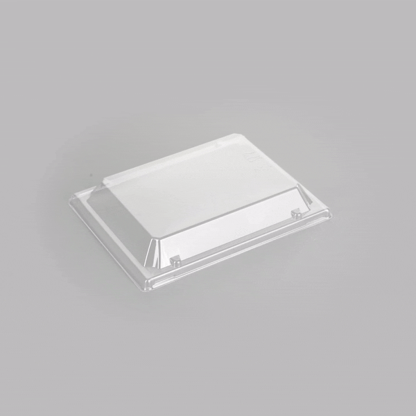 Taipei Clear Plastic Lid - Fits Rectangle Poplar Short Flare Container - 100 count box